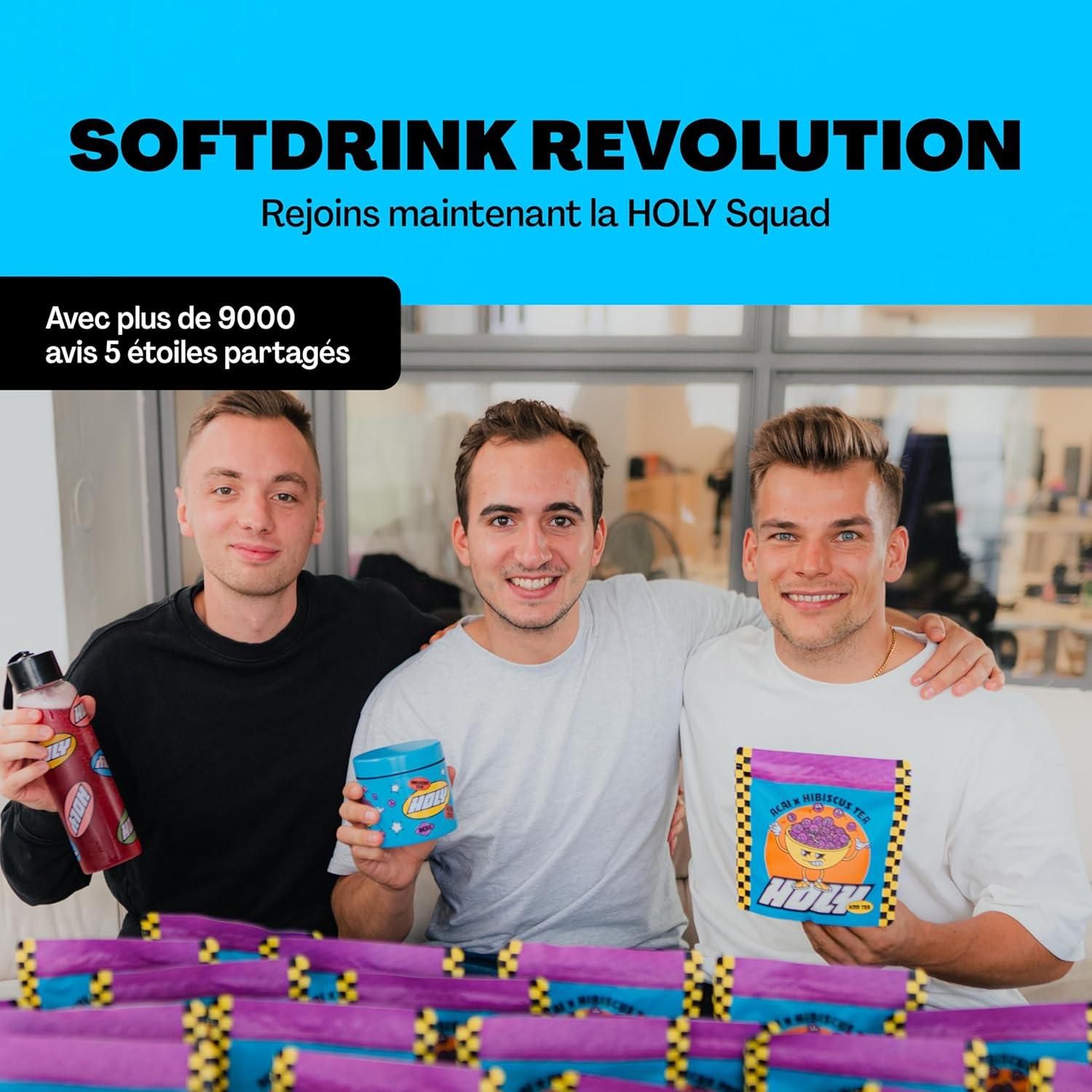 image:imageHOLY Iced Tea Bote de 10 sachets Acai x Hibiscus avec poudre au got daai et dhibiscus 10 portions avec antioxydants Th glac sans sucre Vgtalien avec armes 100 naturelsAa x Hibiscus