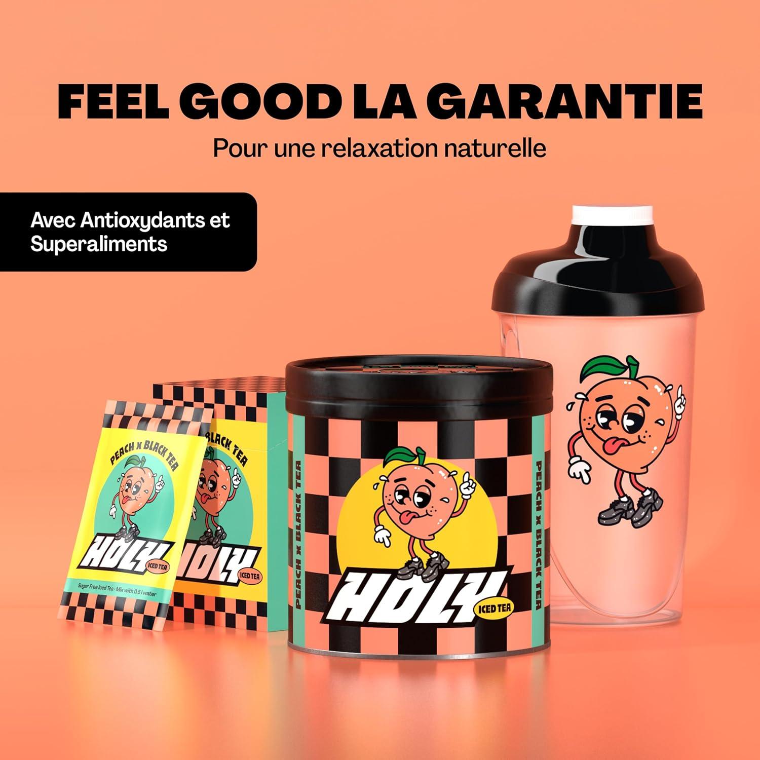 image:imageHOLY Iced Tea Bote de 10 sachets Acai x Hibiscus avec poudre au got daai et dhibiscus 10 portions avec antioxydants Th glac sans sucre Vgtalien avec armes 100 naturelsPeach x Nectrarine
