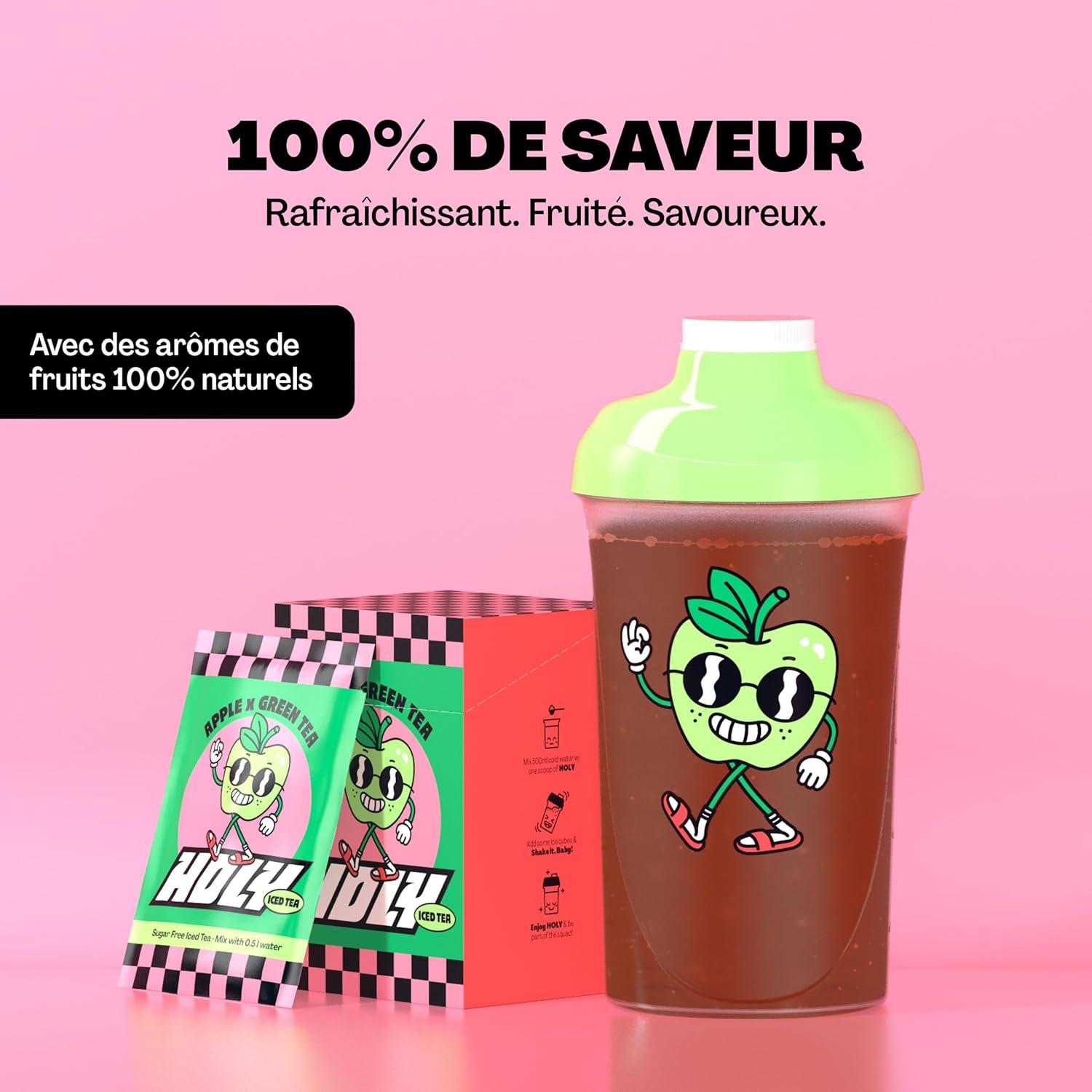 image:imageHOLY Iced Tea Bote de 10 sachets Acai x Hibiscus avec poudre au got daai et dhibiscus 10 portions avec antioxydants Th glac sans sucre Vgtalien avec armes 100 naturelsPomme