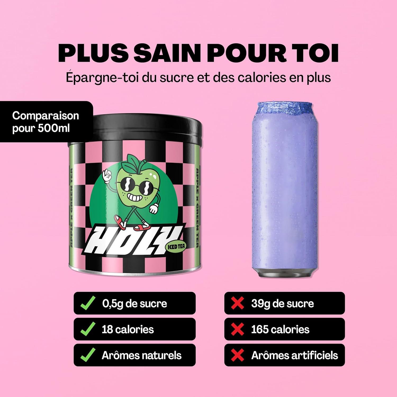 image:imageHOLY Iced Tea Bote de 10 sachets Acai x Hibiscus avec poudre au got daai et dhibiscus 10 portions avec antioxydants Th glac sans sucre Vgtalien avec armes 100 naturelsPomme