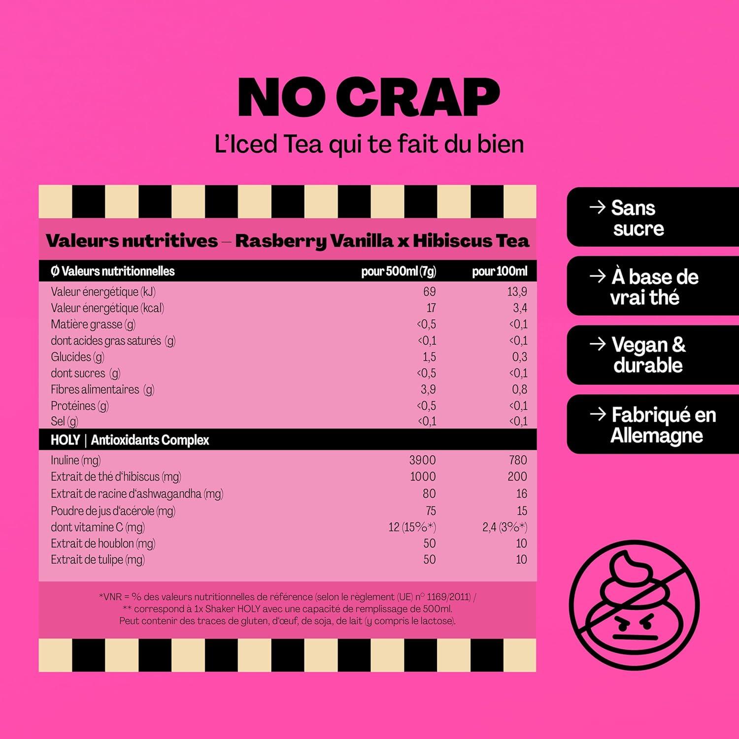 image:imageHOLY Iced Tea Bote de 10 sachets Acai x Hibiscus avec poudre au got daai et dhibiscus 10 portions avec antioxydants Th glac sans sucre Vgtalien avec armes 100 naturelsFramboise