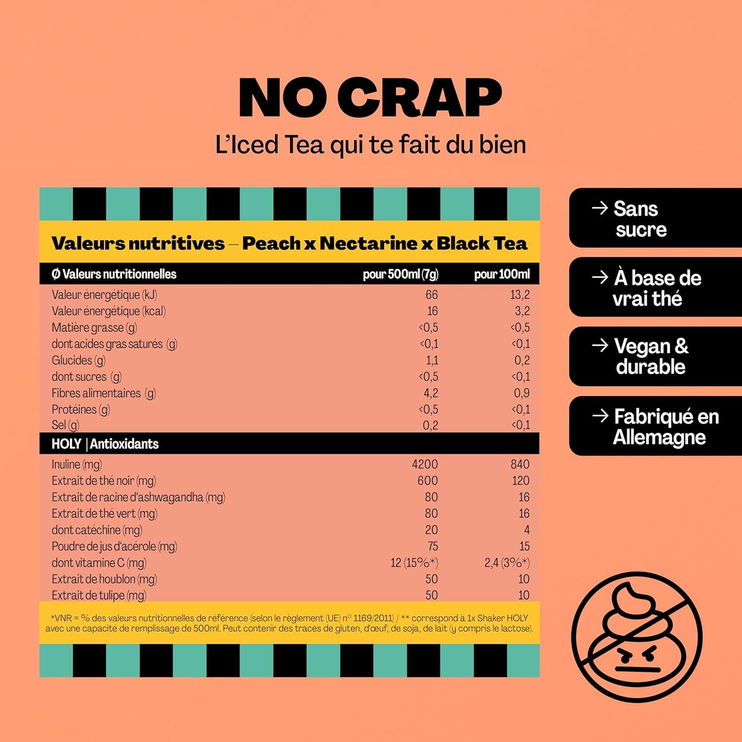 image:imageHOLY Iced Tea Bote de 10 sachets Acai x Hibiscus avec poudre au got daai et dhibiscus 10 portions avec antioxydants Th glac sans sucre Vgtalien avec armes 100 naturelsPeach x Nectrarine