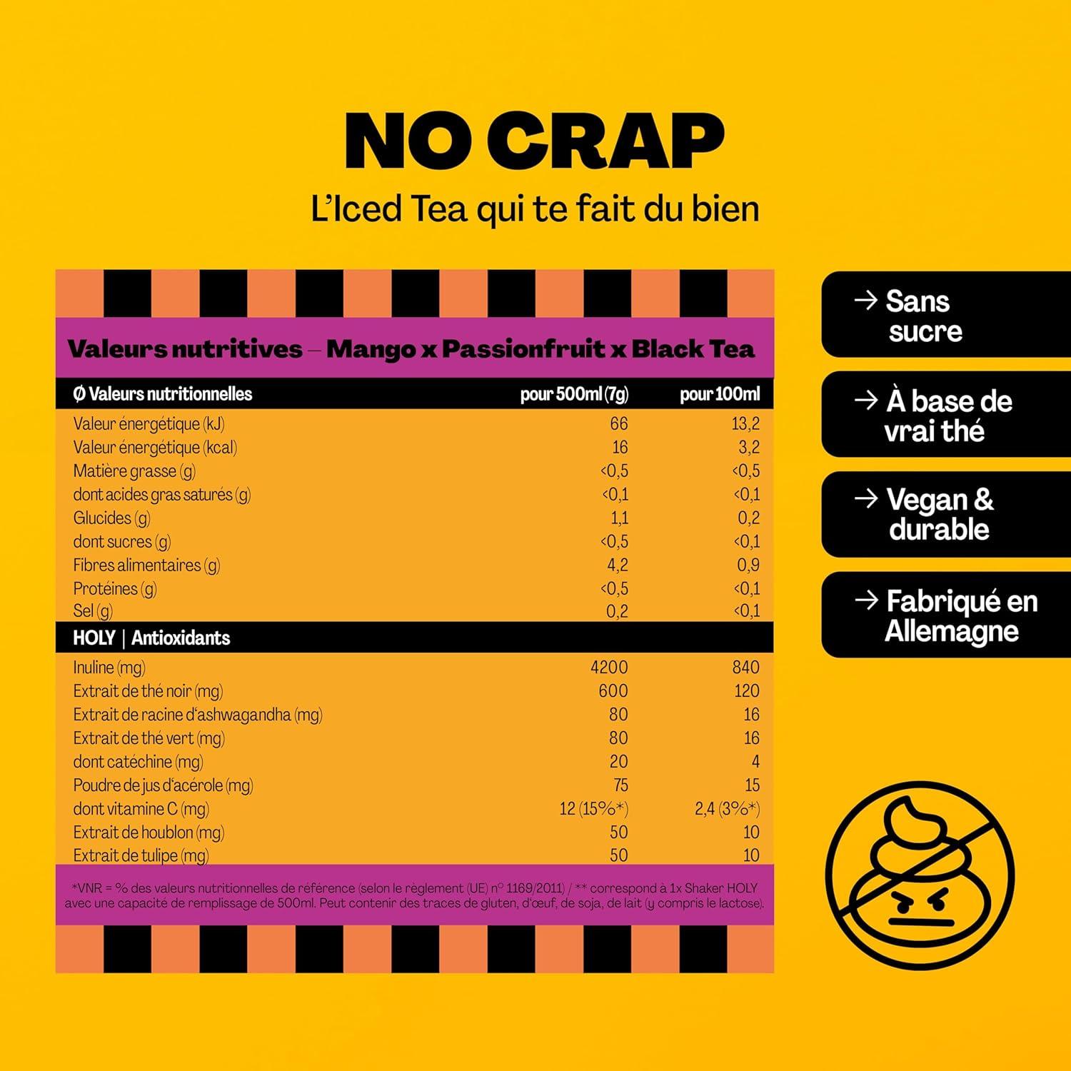 image:imageHOLY Iced Tea Bote de 10 sachets Acai x Hibiscus avec poudre au got daai et dhibiscus 10 portions avec antioxydants Th glac sans sucre Vgtalien avec armes 100 naturelsMango x Passionfruit