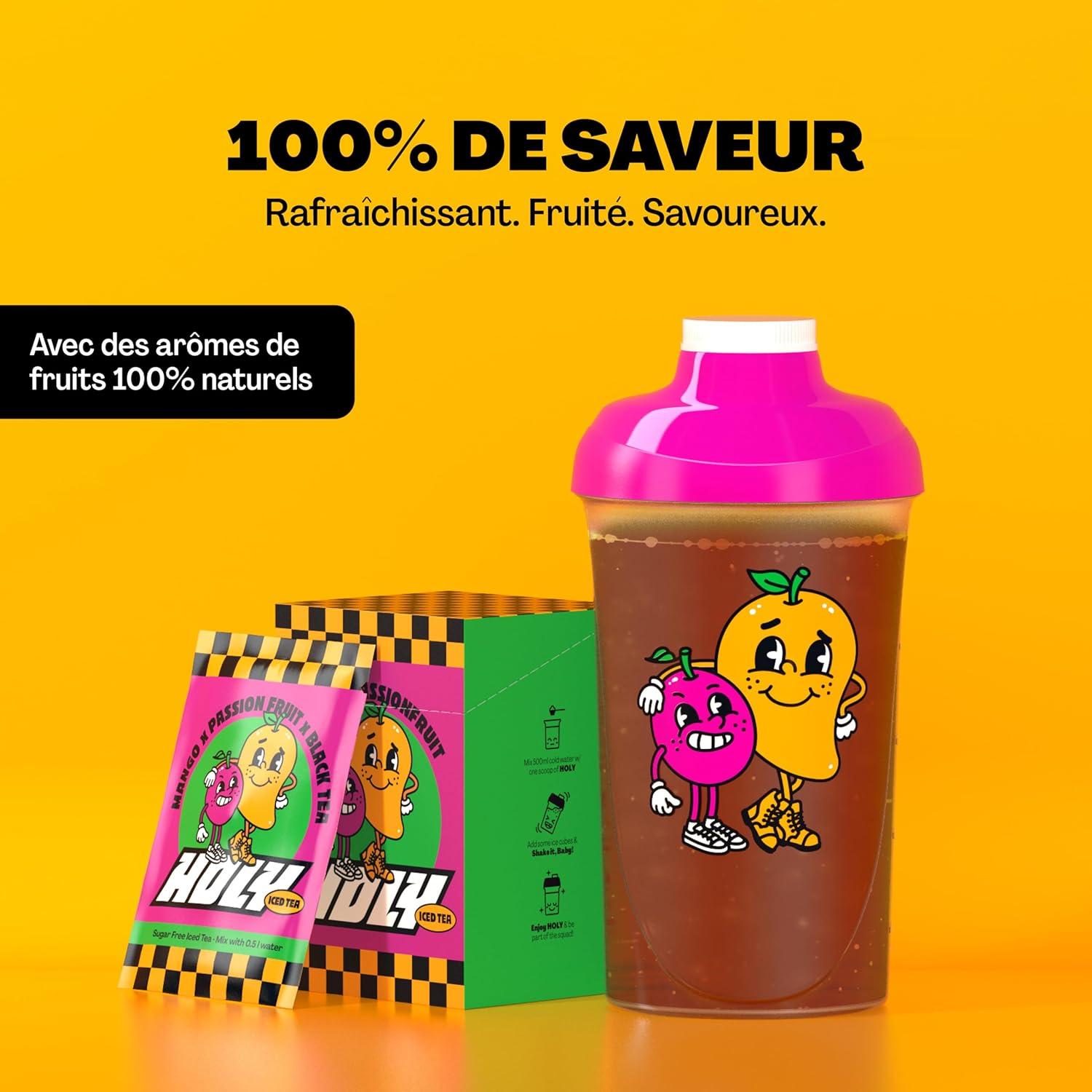 image:imageHOLY Iced Tea Bote de 10 sachets Acai x Hibiscus avec poudre au got daai et dhibiscus 10 portions avec antioxydants Th glac sans sucre Vgtalien avec armes 100 naturelsMango x Passionfruit