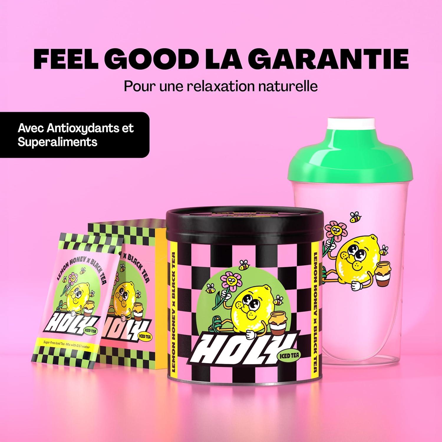 image:imageHOLY Iced Tea Bote de 10 sachets Acai x Hibiscus avec poudre au got daai et dhibiscus 10 portions avec antioxydants Th glac sans sucre Vgtalien avec armes 100 naturelsLemon Honey