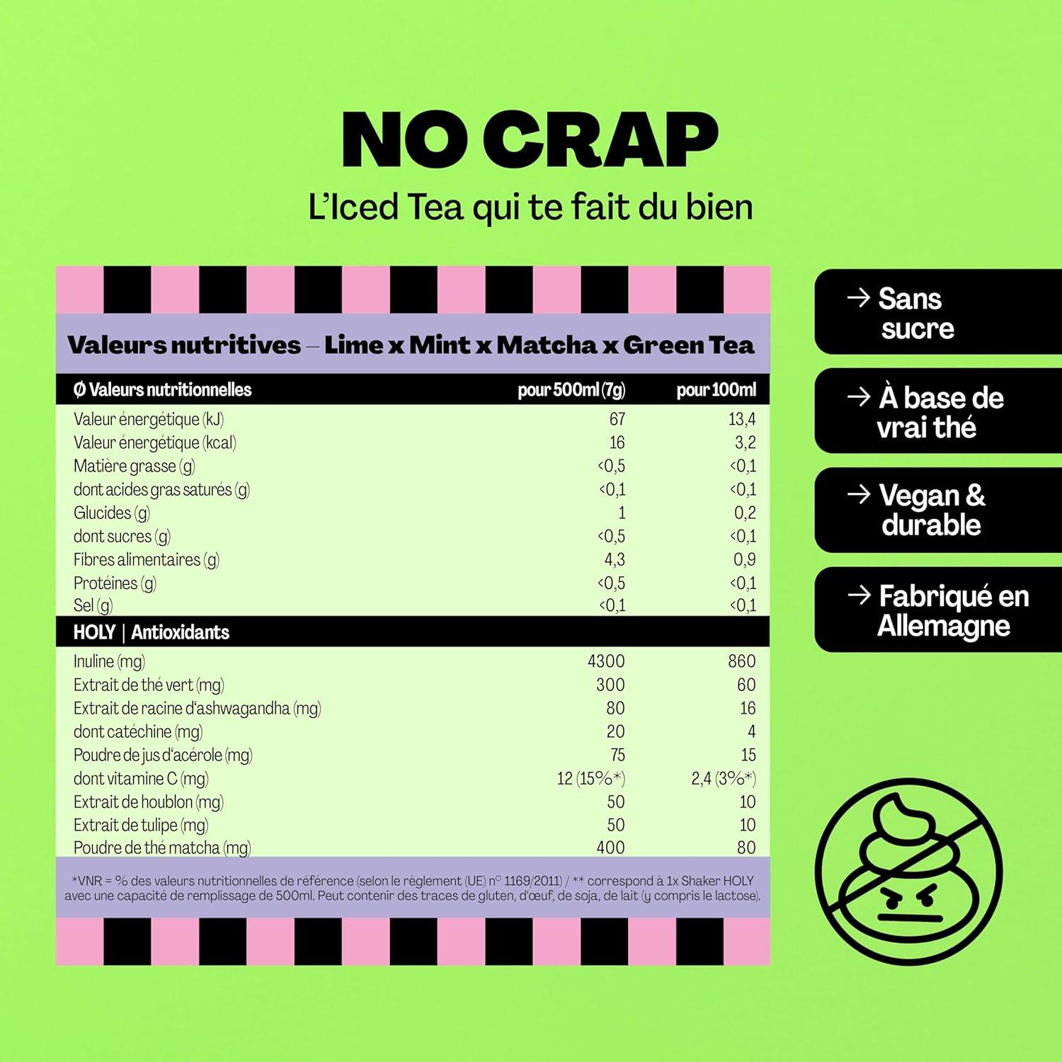 image:imageHOLY Iced Tea Bote de 10 sachets Acai x Hibiscus avec poudre au got daai et dhibiscus 10 portions avec antioxydants Th glac sans sucre Vgtalien avec armes 100 naturelsLime x Matcha x Mint