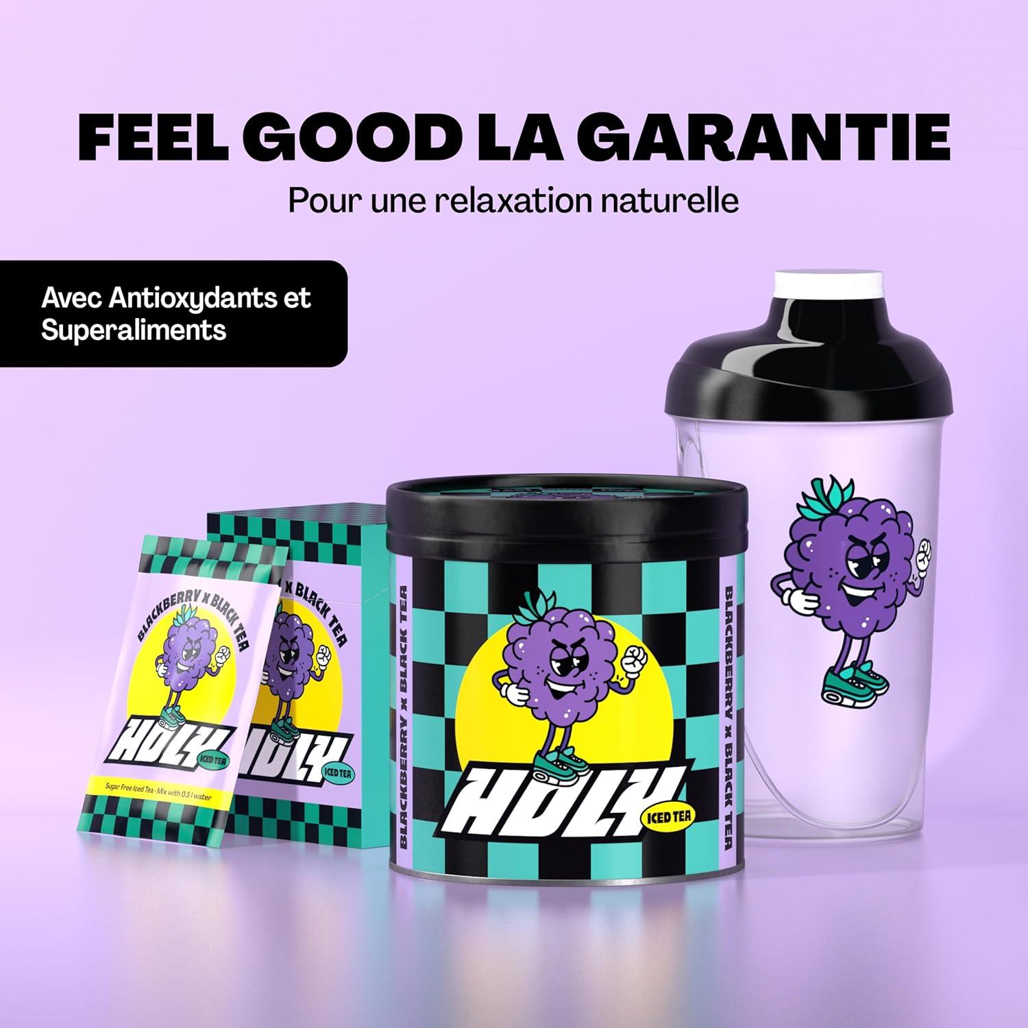 image:imageHOLY Iced Tea Bote de 10 sachets Acai x Hibiscus avec poudre au got daai et dhibiscus 10 portions avec antioxydants Th glac sans sucre Vgtalien avec armes 100 naturelsMre