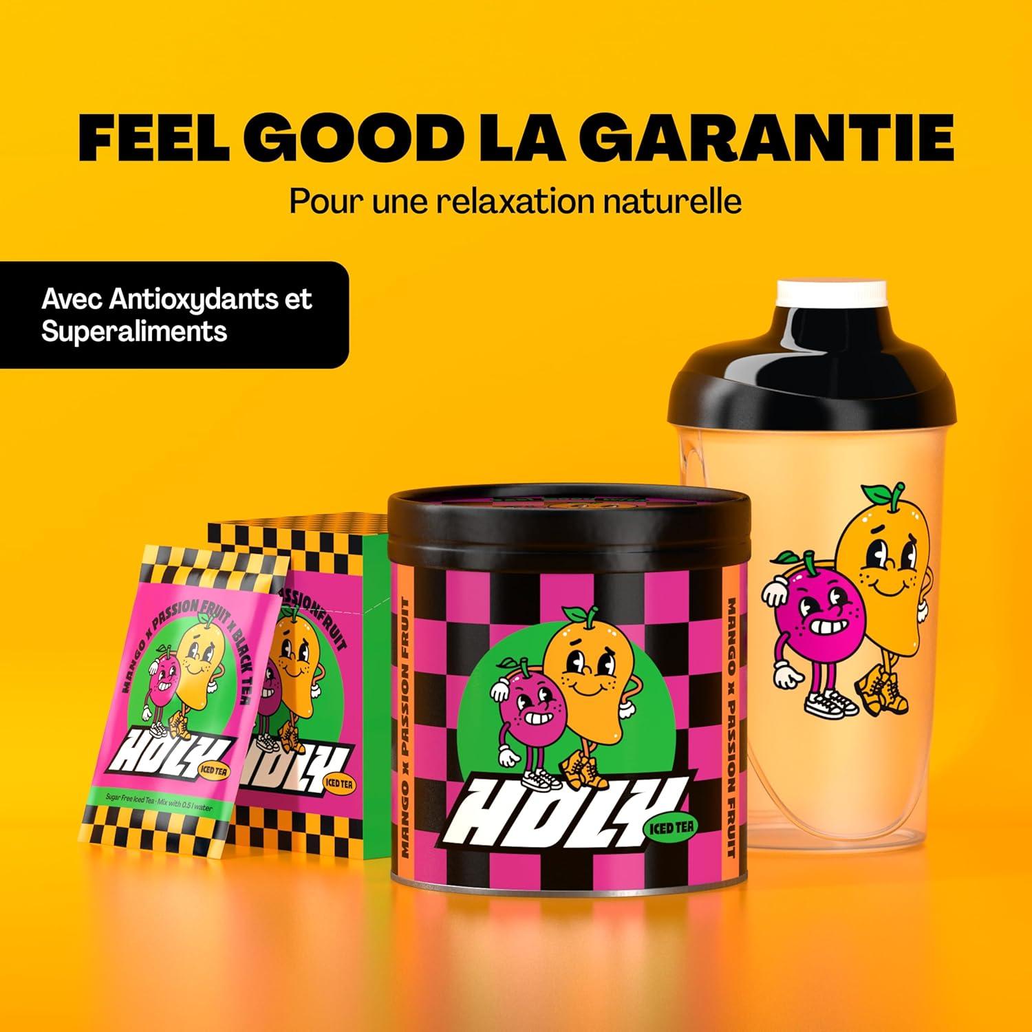 image:imageHOLY Iced Tea Bote de 10 sachets Acai x Hibiscus avec poudre au got daai et dhibiscus 10 portions avec antioxydants Th glac sans sucre Vgtalien avec armes 100 naturelsMango x Passionfruit