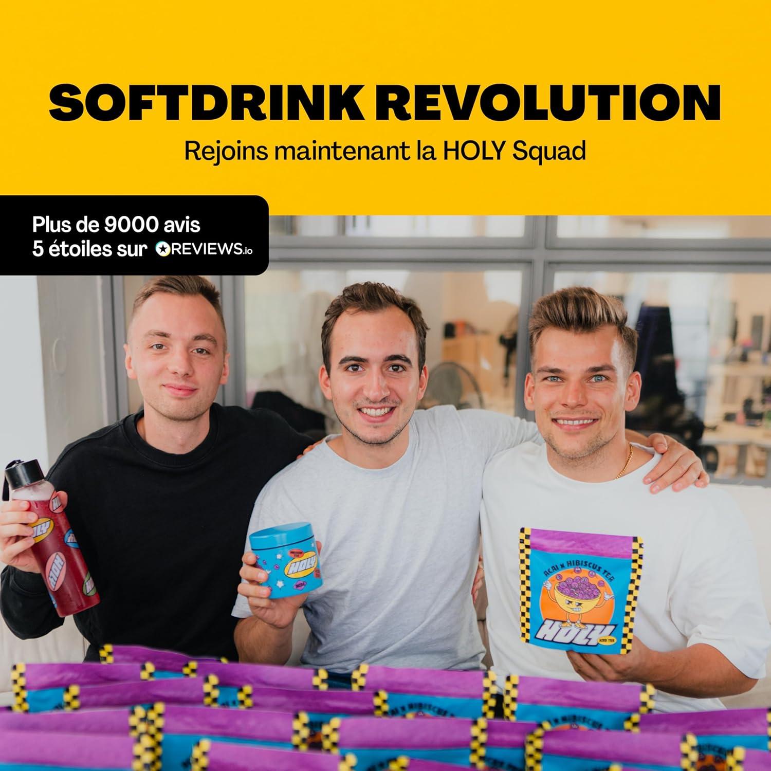 image:imageHOLY Iced Tea Bote de 10 sachets Acai x Hibiscus avec poudre au got daai et dhibiscus 10 portions avec antioxydants Th glac sans sucre Vgtalien avec armes 100 naturelsMango x Passionfruit
