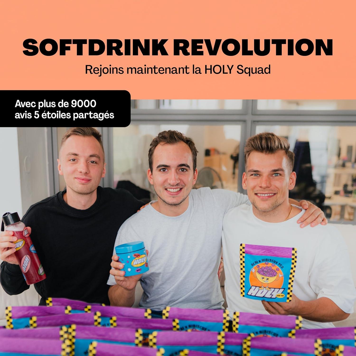image:imageHOLY Iced Tea Bote de 10 sachets Acai x Hibiscus avec poudre au got daai et dhibiscus 10 portions avec antioxydants Th glac sans sucre Vgtalien avec armes 100 naturelsPeach x Nectrarine