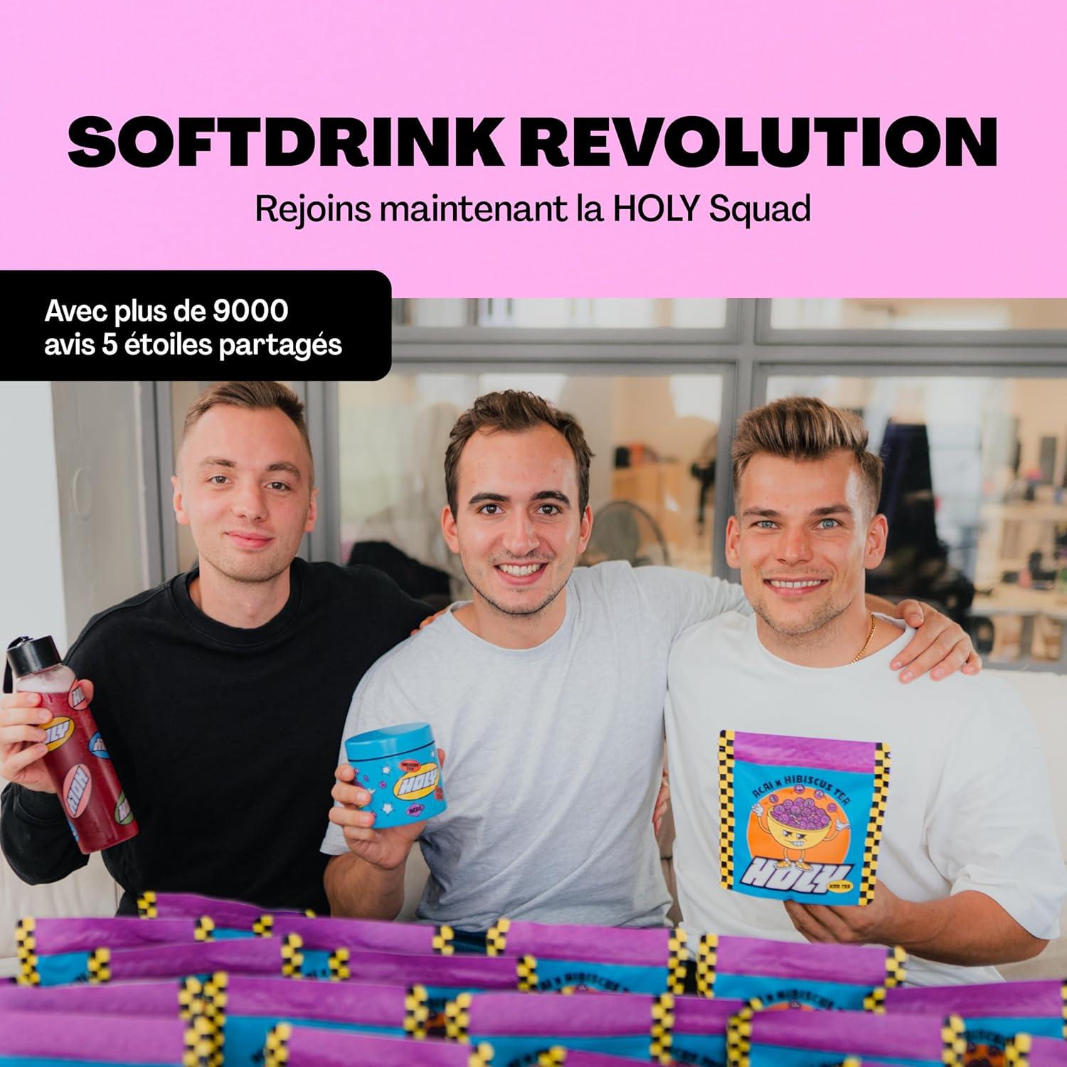 image:imageHOLY Iced Tea Bote de 10 sachets Acai x Hibiscus avec poudre au got daai et dhibiscus 10 portions avec antioxydants Th glac sans sucre Vgtalien avec armes 100 naturelsLemon Honey