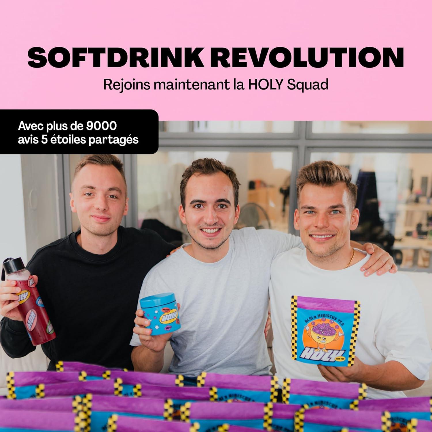 image:imageHOLY Iced Tea Bote de 10 sachets Acai x Hibiscus avec poudre au got daai et dhibiscus 10 portions avec antioxydants Th glac sans sucre Vgtalien avec armes 100 naturelsPomme