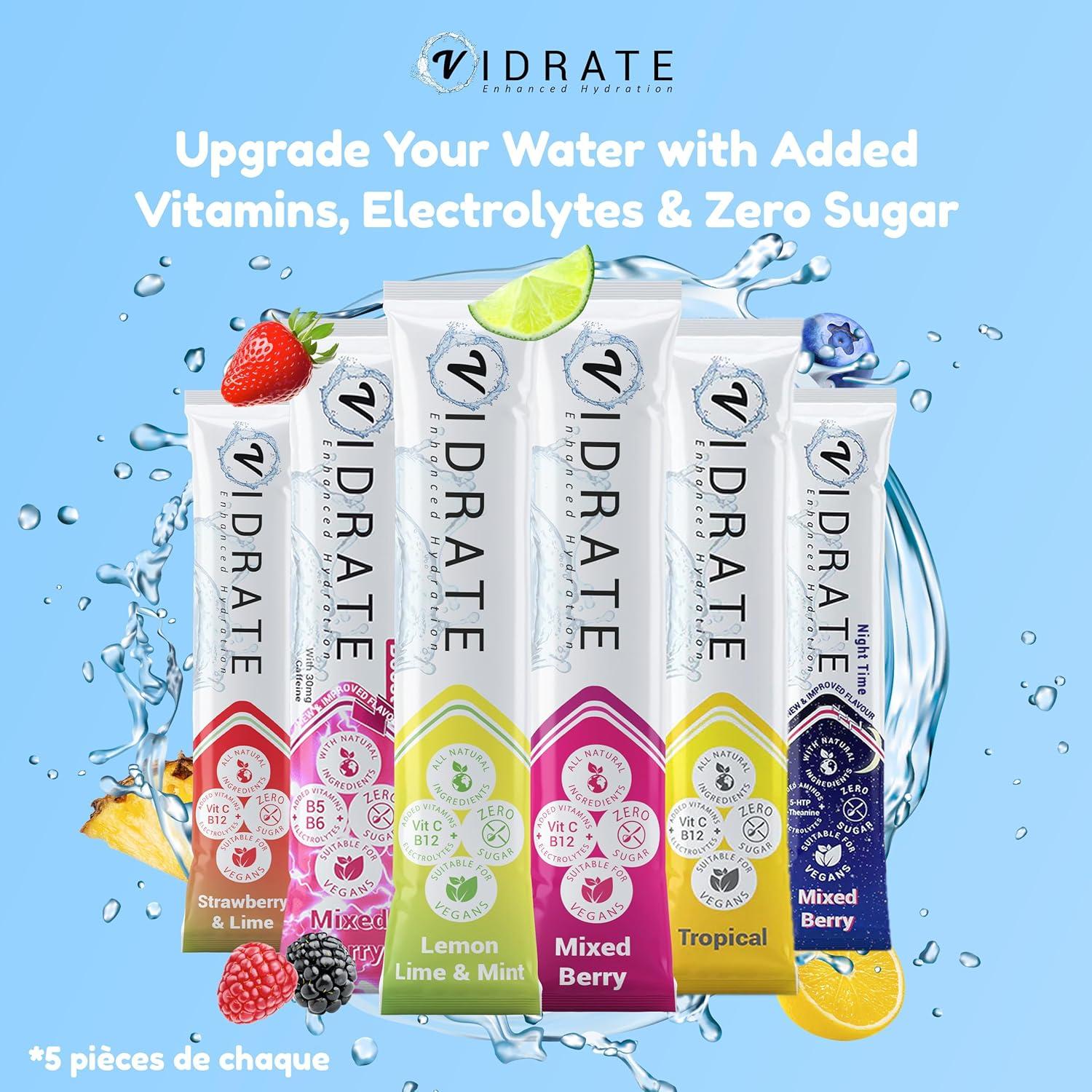 image:imageViDrate 30 Variety Electrolyte en poudre lectrolyte Hydratation sans sucre Boisson lectrolyte pour adultes et enfants Riche en vitamines minraux et complmentsPack Varit