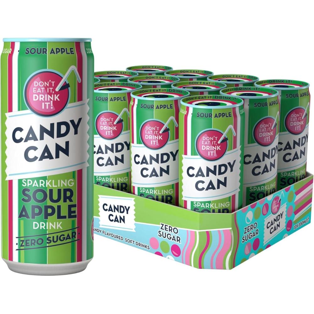 image:imageCandy Can Cotton Candy boisson ptillante saveur nostalgique de soda amricain sans sucre 1 bote de 330 mlPomme aigre