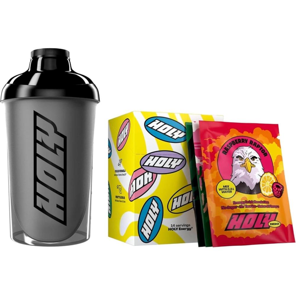 image:imageHOLY Energy Starter Set Focus Drink 2x7 portions au got fruit et intense Boost par NewCaff ampamp extrait de th vert Vgtalien sans sucre armes de fruits 100 naturels