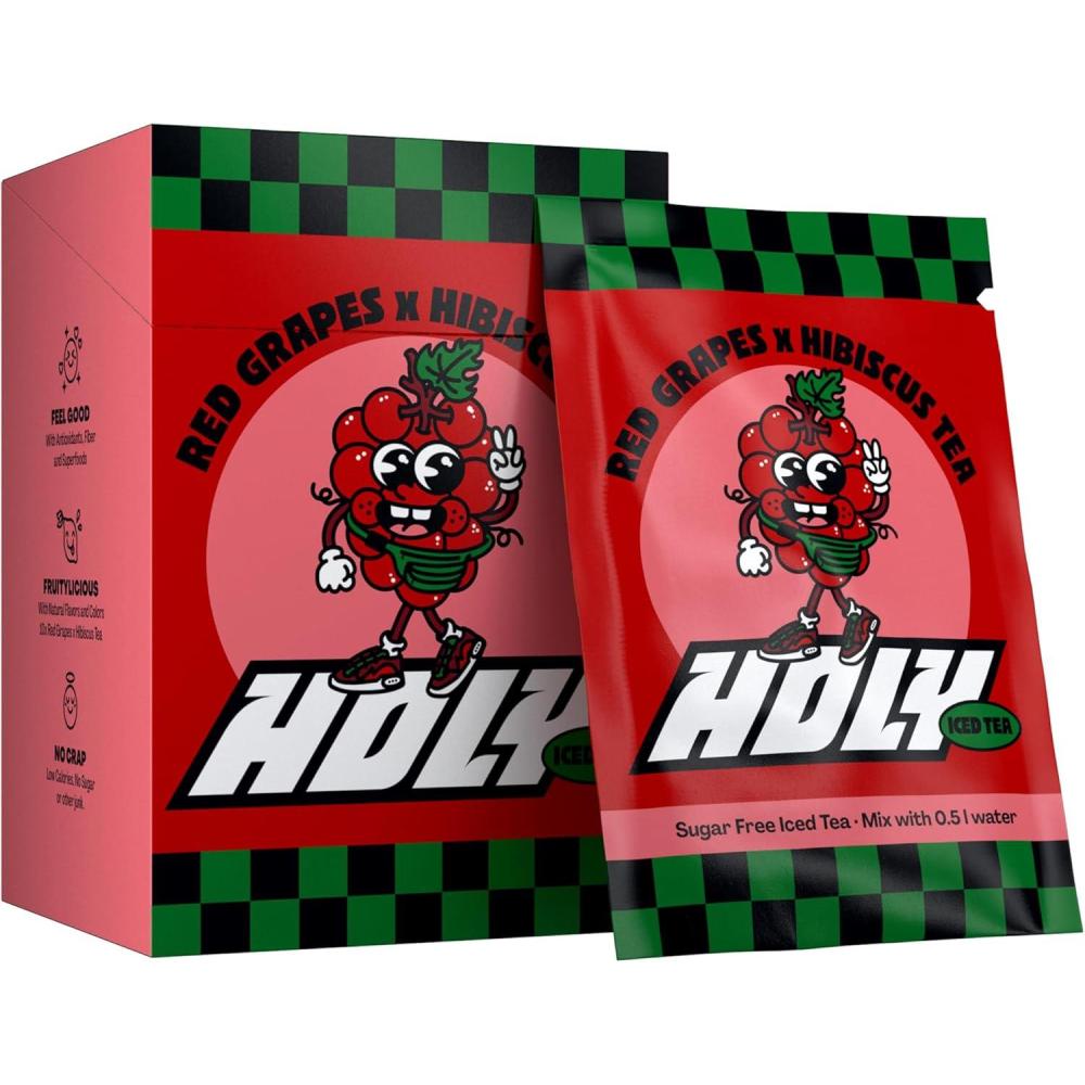 image:imageHOLY Iced Tea Bote de 10 sachets Acai x Hibiscus avec poudre au got daai et dhibiscus 10 portions avec antioxydants Th glac sans sucre Vgtalien avec armes 100 naturelsRed Grapes