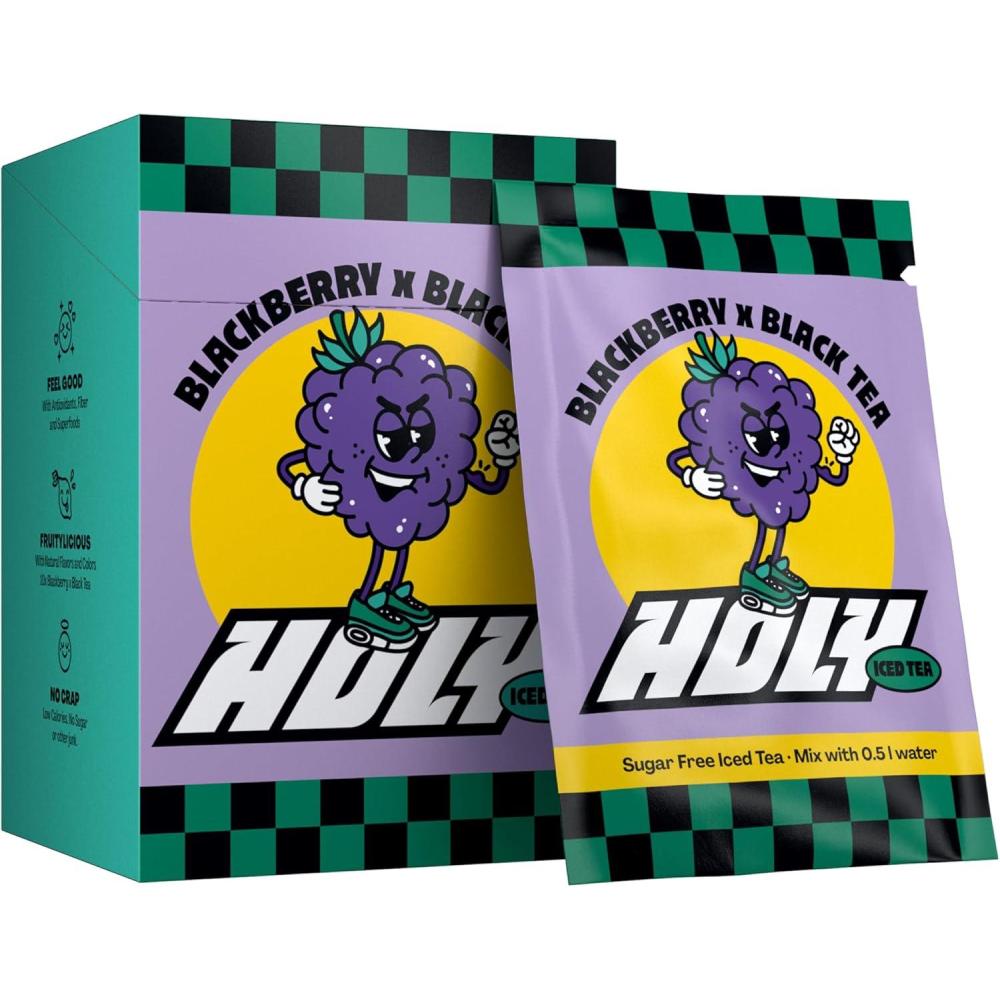 image:imageHOLY Iced Tea Bote de 10 sachets Acai x Hibiscus avec poudre au got daai et dhibiscus 10 portions avec antioxydants Th glac sans sucre Vgtalien avec armes 100 naturelsMre