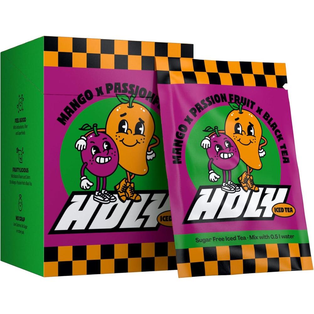 image:imageHOLY Iced Tea Bote de 10 sachets Acai x Hibiscus avec poudre au got daai et dhibiscus 10 portions avec antioxydants Th glac sans sucre Vgtalien avec armes 100 naturelsMango x Passionfruit