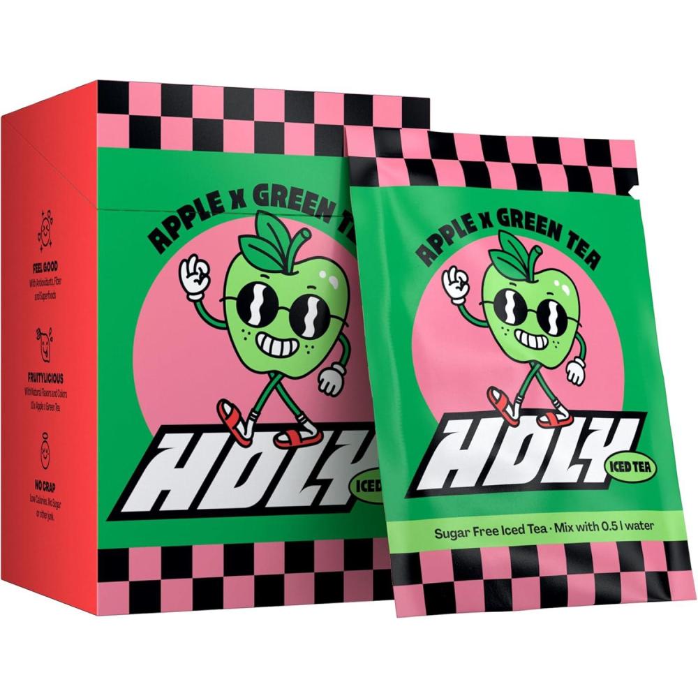 image:imageHOLY Iced Tea Bote de 10 sachets Acai x Hibiscus avec poudre au got daai et dhibiscus  10 portions avec antioxydants  Th glac sans sucre  Vgtalien avec armes 100 naturelsPomme