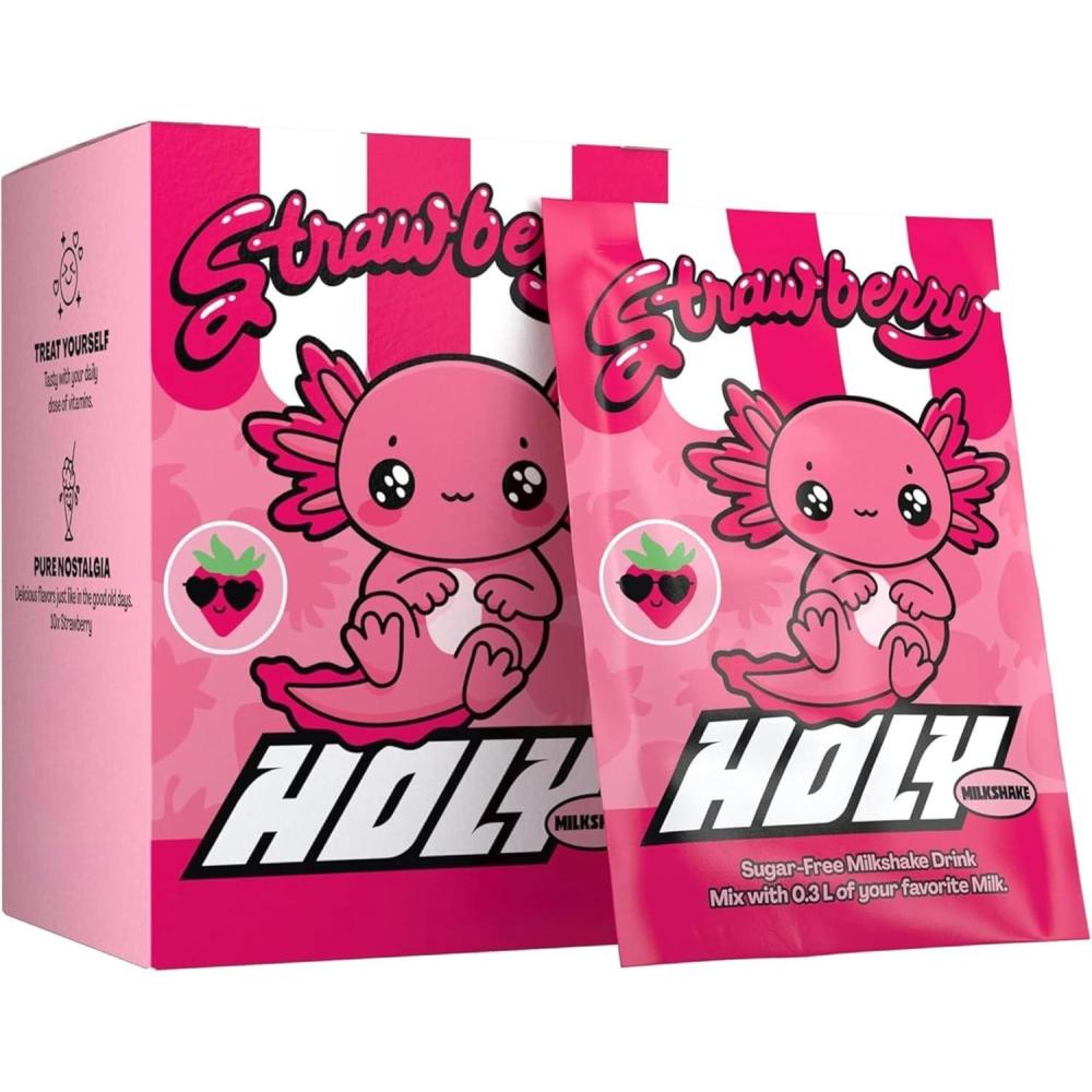 image:imageHOLY Milkshake Coffret dgustation de 10 portions Vanille 10 portions enrichies en vitamines B C et D et armes 100 naturels sans sucre sans cafine et veganStrawberry