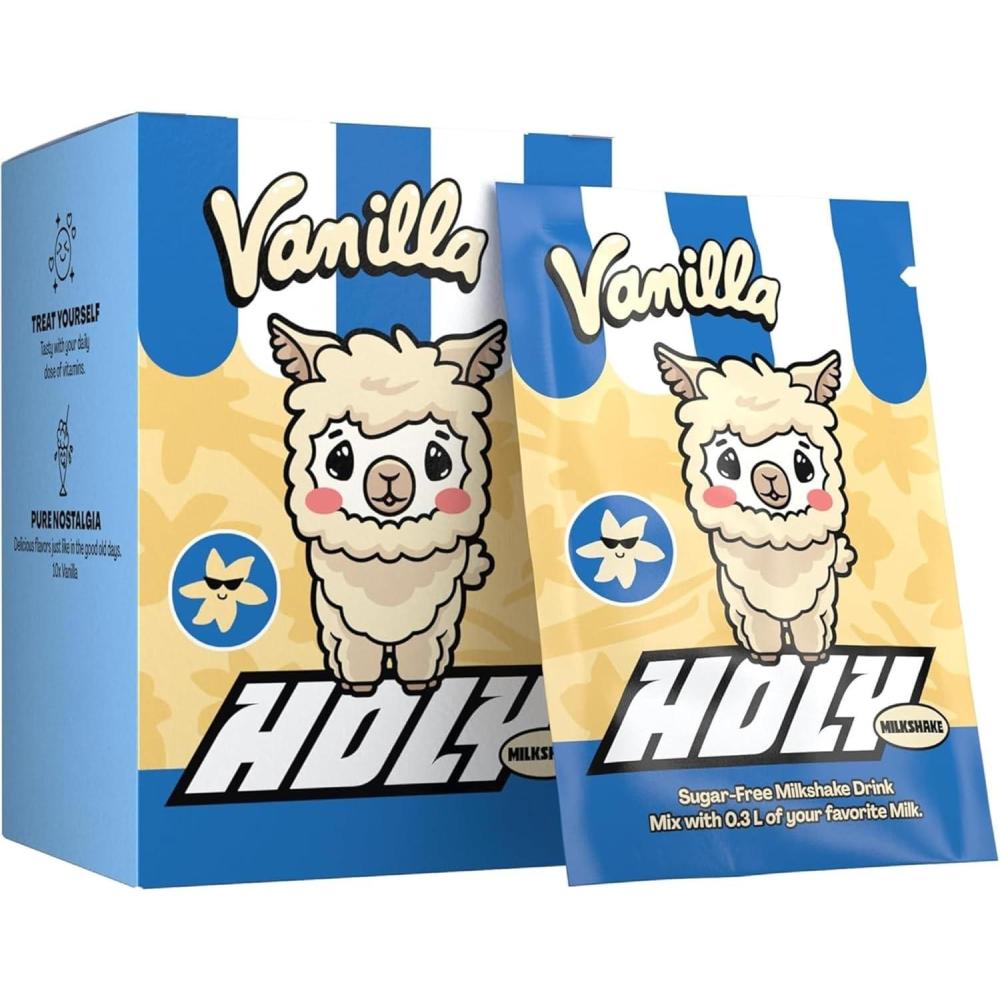 image:imageHOLY Milkshake Coffret dgustation de 10 portions Vanille  10 portions enrichies en vitamines B C et D et armes 100 naturels  sans sucre sans cafine et veganVanilla