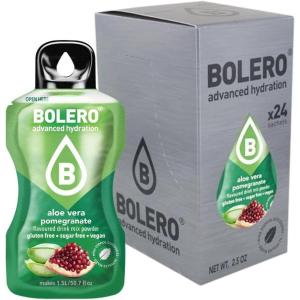 Bolero ALOE VERA POMEGRANATE 24 x 3 g | Jus en poudre sans sucre, sucré avec de la stévia + vitamine C | Convient pour les enfants, les diabétiques | Sans gluten et adapté aux végétaliens | Le goût