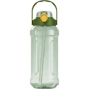 Bouteille d&rsquo;eau sportive – bouteille d&rsquo;eau anti-fuite, avec paille et support de portefeuille | Bouteille de boisson de remise en forme de motivation, bouteille de grande capacité adaptée aux hommes d(Light Green)