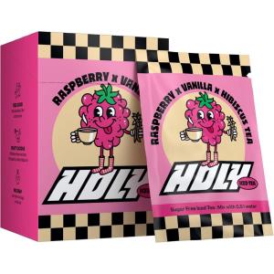 HOLY Iced Tea Boîte de 10 sachets “Acai x Hibiscus” avec poudre au goût d&rsquo;açai et d&rsquo;hibiscus | 10 portions avec antioxydants | Thé glacé sans sucre | Végétalien avec arômes 100% naturels(Framboise)