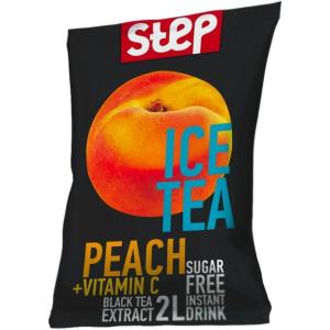 KENDY, Step, Aromatiseur d&rsquo;eau sans sucre, zéro calorie, préparé en poudre pour boisson instantanée, 24 sachets au goût thé à la pêche