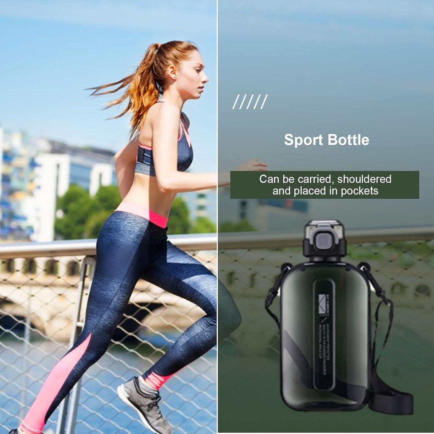 image:imageBouteille De Boissons Sportives Champignon Preuve De Fuite Conteneur Deau De Voyage Bandoulire Compacte Vecteur De Liquide Carr Pour LUtilisation Dcoles Dans La Gym Bouteille De GrandeNoir