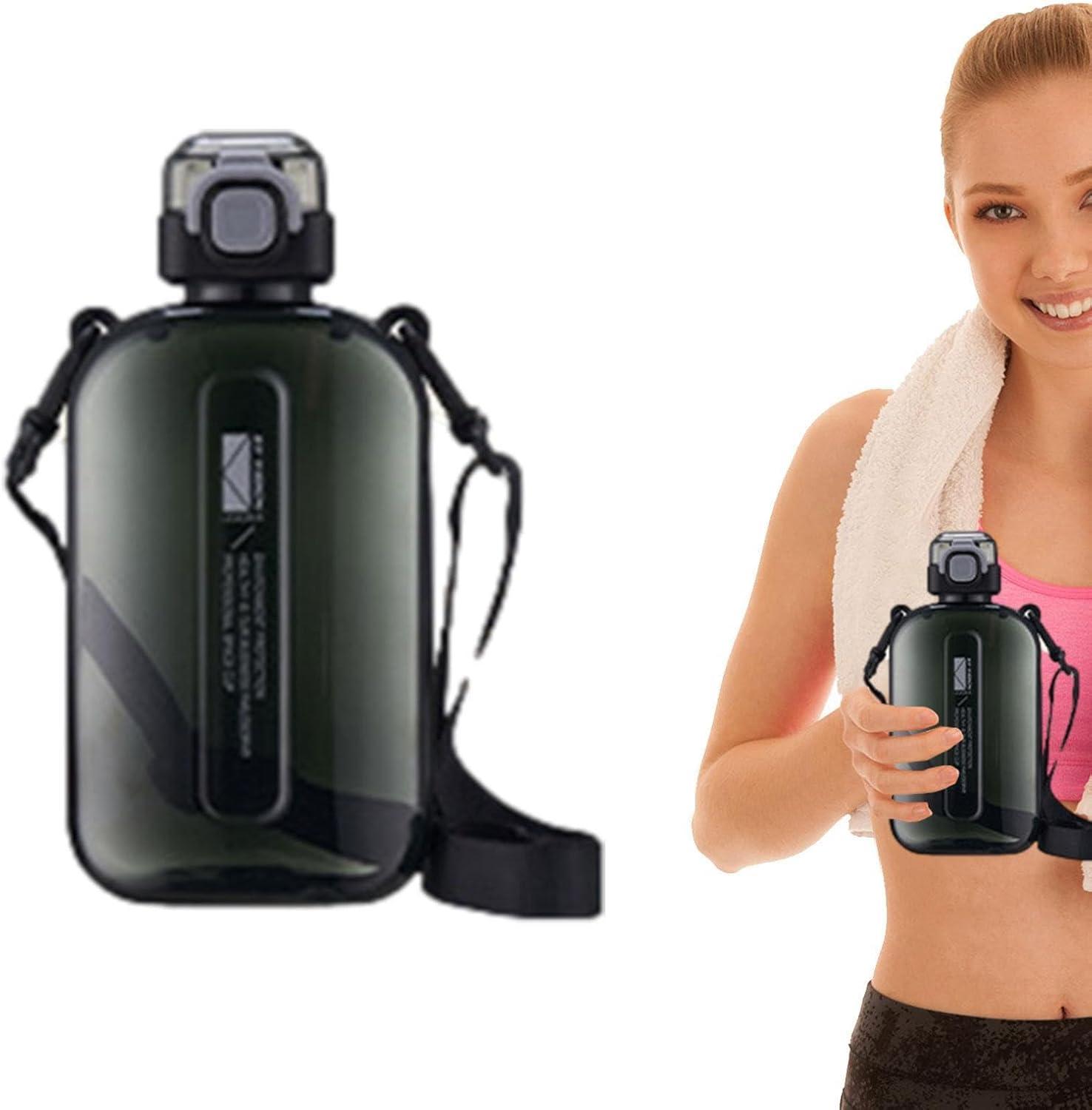 image:imageBouteille De Boissons Sportives Champignon Preuve De Fuite Conteneur Deau De Voyage Bandoulire Compacte Vecteur De Liquide Carr Pour LUtilisation Dcoles Dans La Gym Bouteille De GrandeNoir