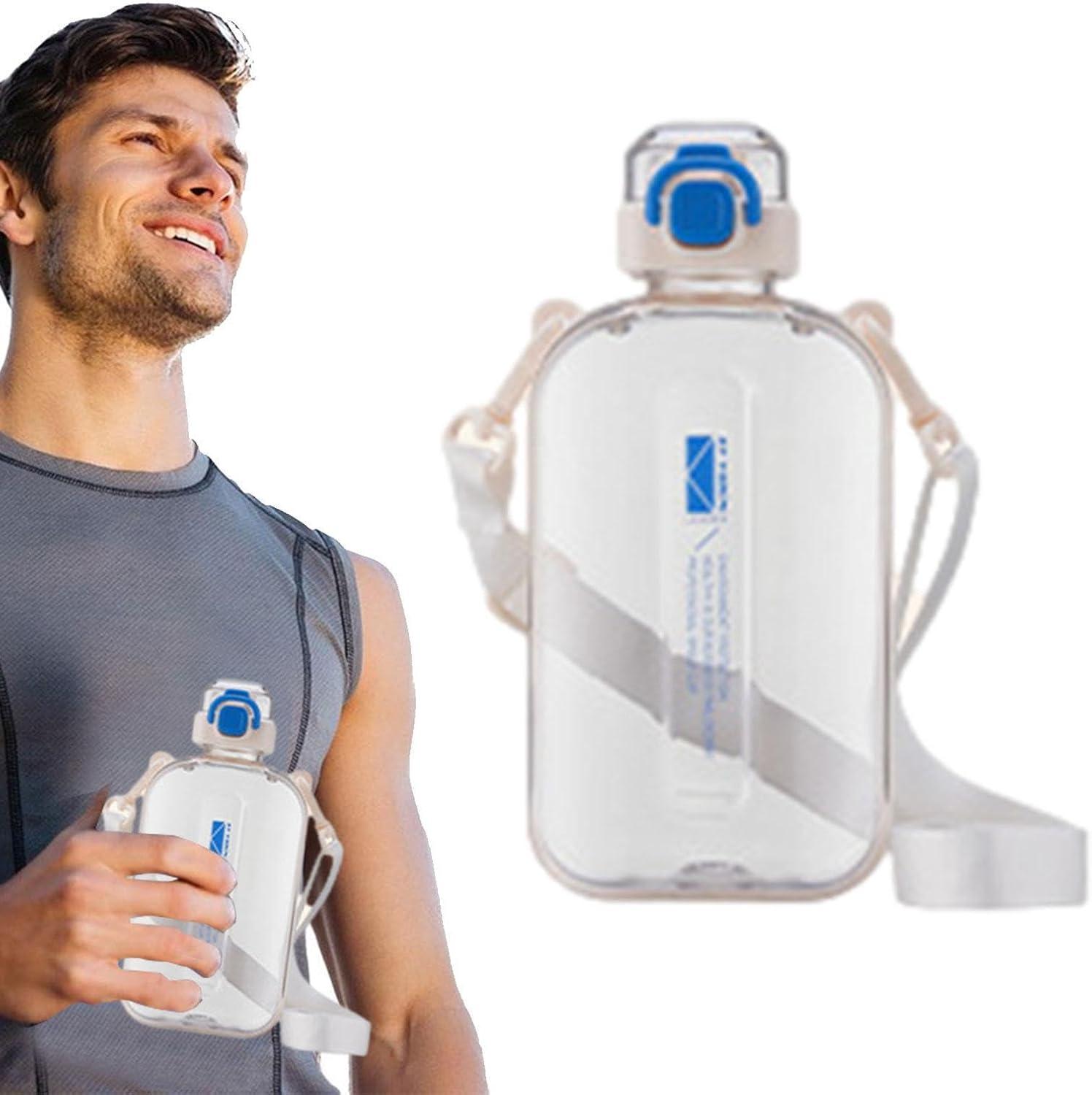 image:imageBouteille De Boissons Sportives Champignon Preuve De Fuite Conteneur Deau De Voyage Bandoulire Compacte Vecteur De Liquide Carr Pour LUtilisation Dcoles Dans La Gym Bouteille De GrandeBlanc