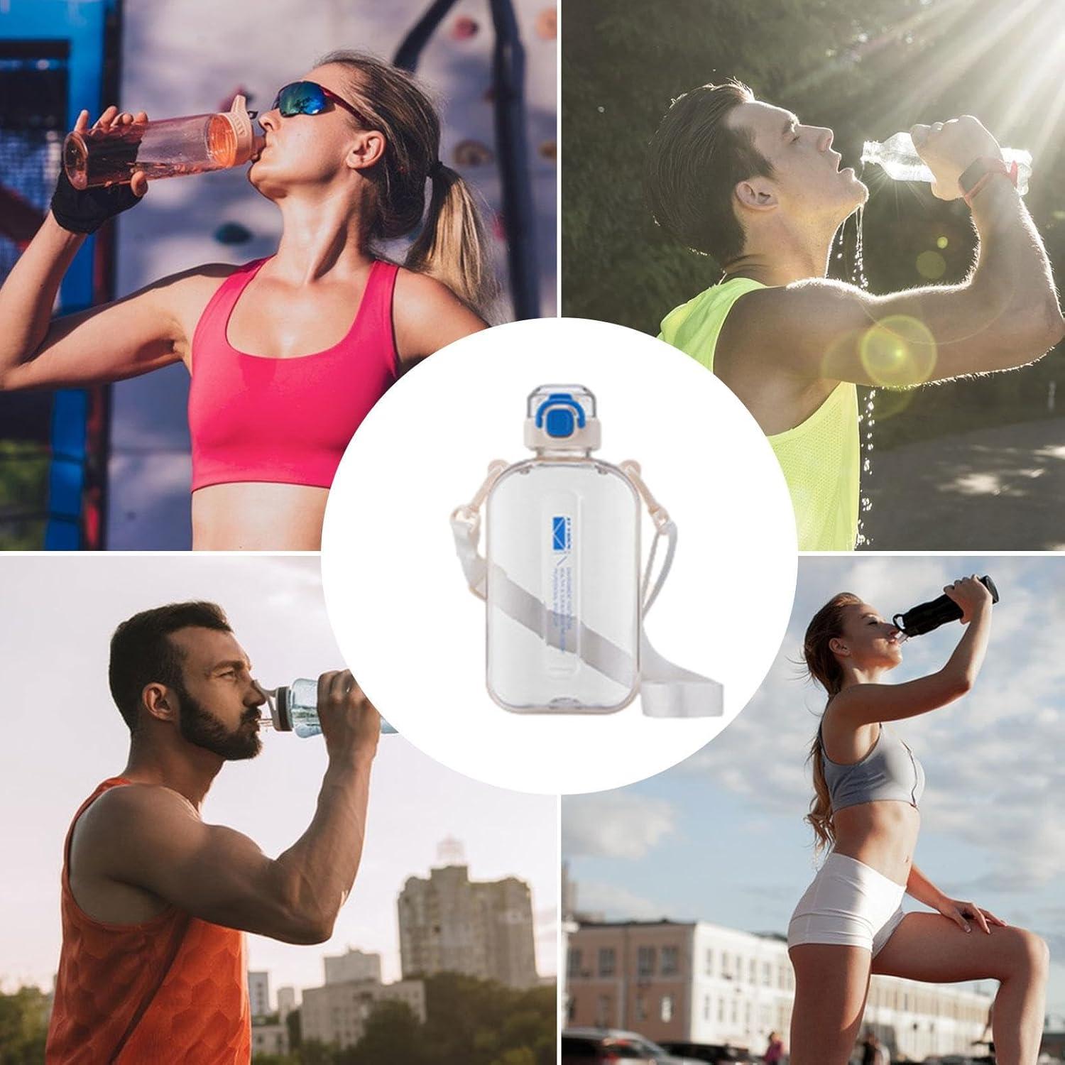 image:imageBouteille De Boissons Sportives Champignon Preuve De Fuite Conteneur Deau De Voyage Bandoulire Compacte Vecteur De Liquide Carr Pour LUtilisation Dcoles Dans La Gym Bouteille De GrandeBlanc