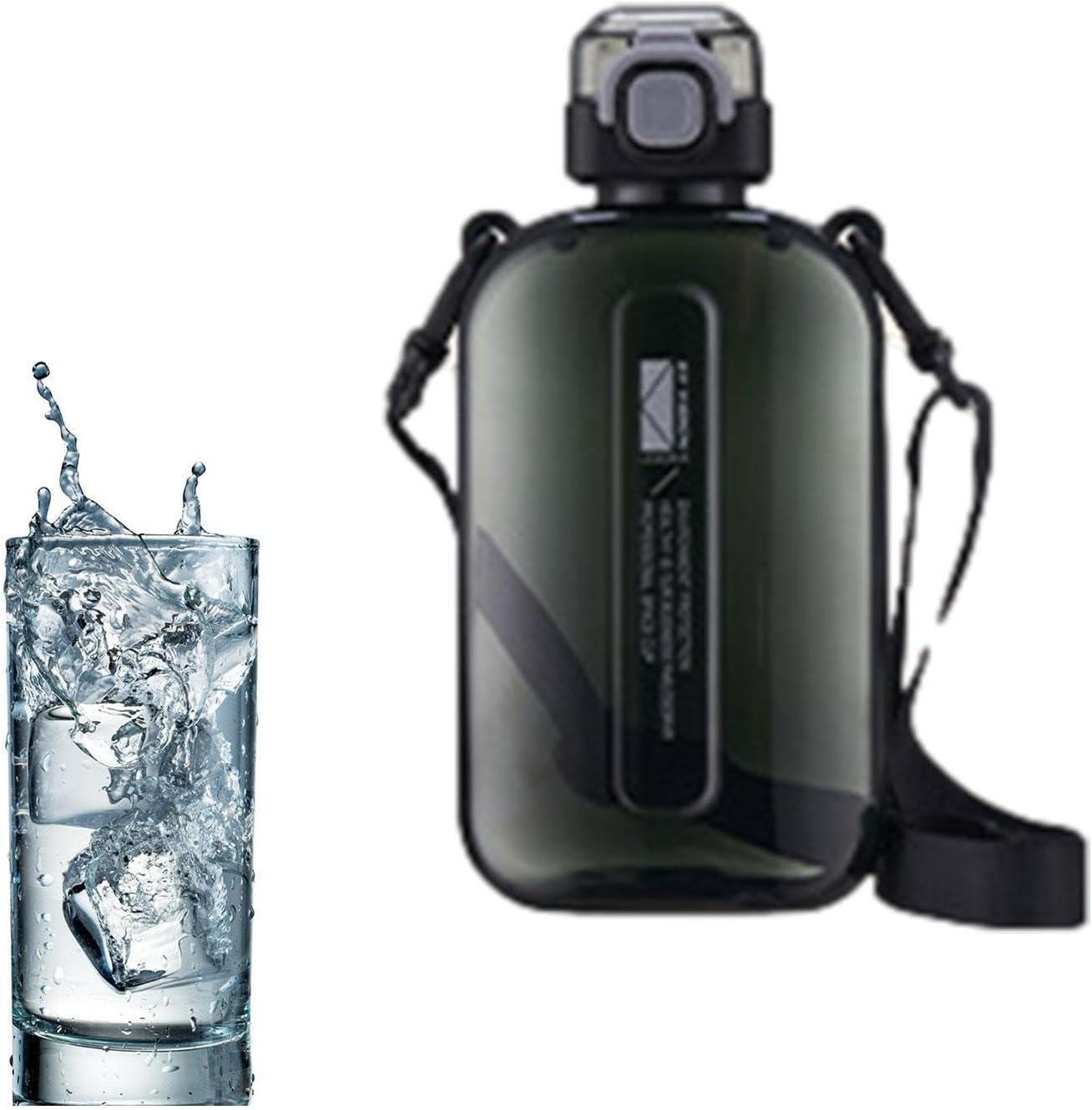 image:imageBouteille De Boissons Sportives Champignon Preuve De Fuite Conteneur Deau De Voyage Bandoulire Compacte Vecteur De Liquide Carr Pour LUtilisation Dcoles Dans La Gym Bouteille De GrandeNoir