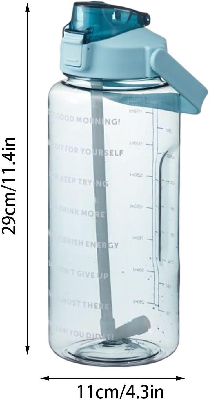 image:imageBouteille Sportive Bouteille Deau Portable en Plastique de Grande Capacit de 2 L Avec Paille et Graduation tanche Boissons Bouteille Bouteille Deau pour CoureursNoirVert