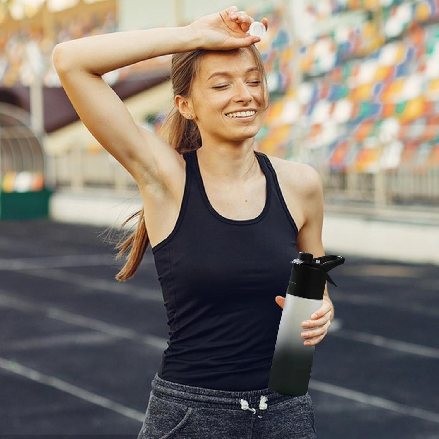 image:imageBouteille Sportive Pulvrisation Jougle Eau De Spray De Refroidissement De 650 Ml Dispensateur De Boisson Bouteille Dhydratation Dentranement Portable RempillableNoir