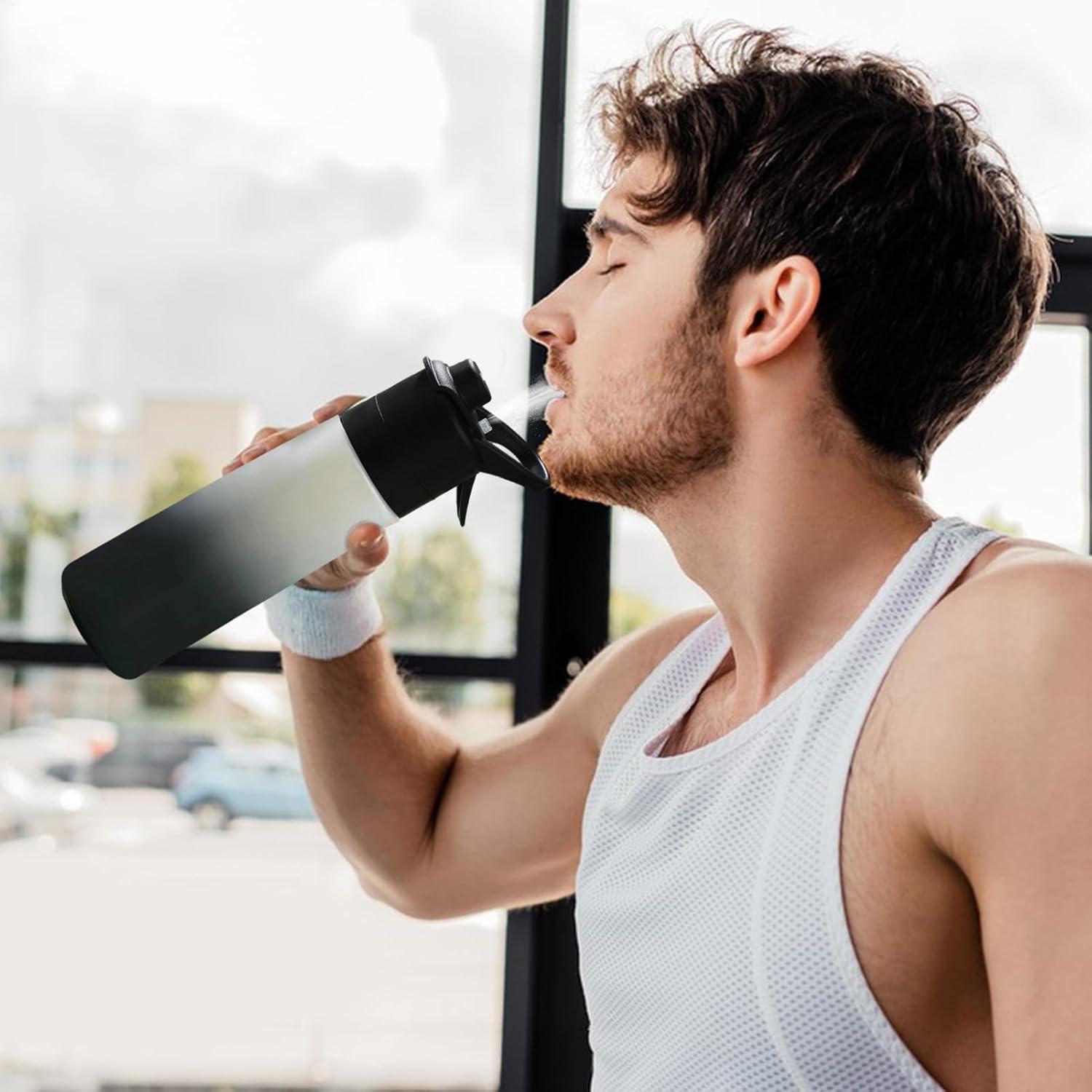 image:imageBouteille Sportive Pulvrisation Jougle Eau De Spray De Refroidissement De 650 Ml Dispensateur De Boisson Bouteille Dhydratation Dentranement Portable RempillableNoir
