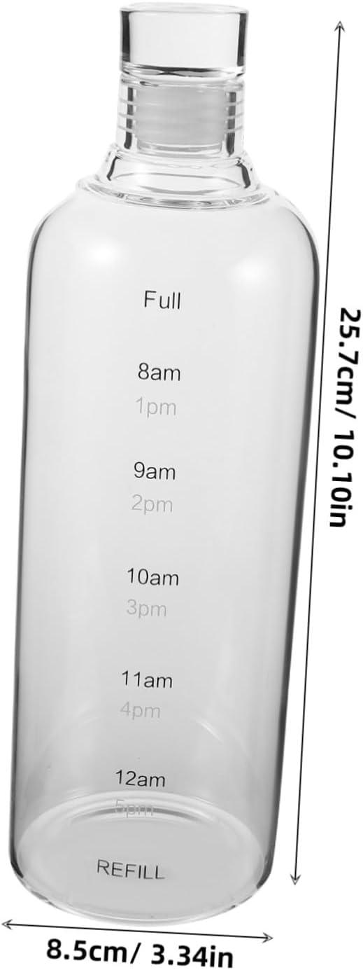 image:imageCLISPEED Bouteille Verre Transparent avec Graduation Horaire Gourde Sportive pour Bureau et Gym Compatible Boissons Chaudes et Froides Capacit leve pour Hydratation