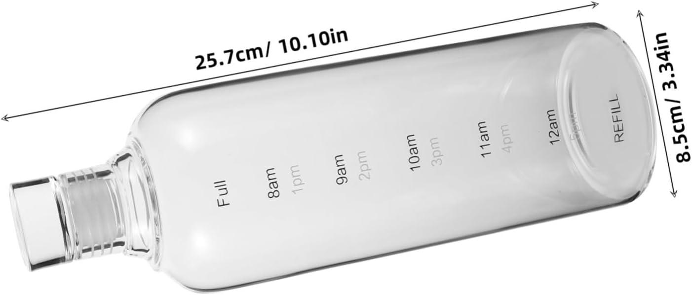 image:imageCLISPEED Bouteille Verre Transparent avec Graduation Horaire Gourde Sportive pour Bureau et Gym Compatible Boissons Chaudes et Froides Capacit leve pour Hydratation