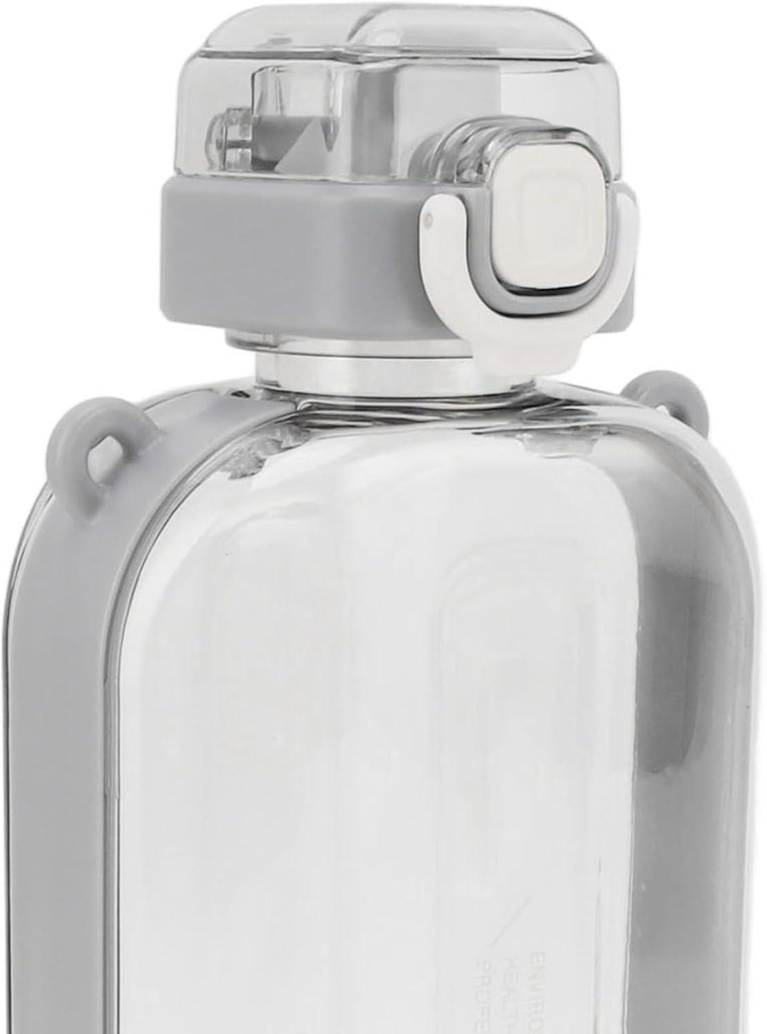 image:imageERYUE Bouteille deau Plate 750ml Mince en Silicone PC Antifuite avec Sangle Bouteille de Boisson Plate pour les Activits Sportives de Plein Air VertGris