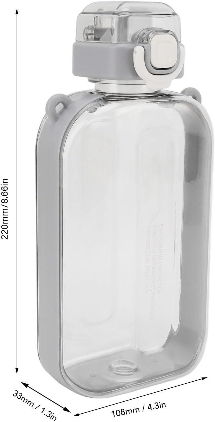 image:imageERYUE Bouteille deau Plate 750ml Mince en Silicone PC Antifuite avec Sangle Bouteille de Boisson Plate pour les Activits Sportives de Plein Air VertGris