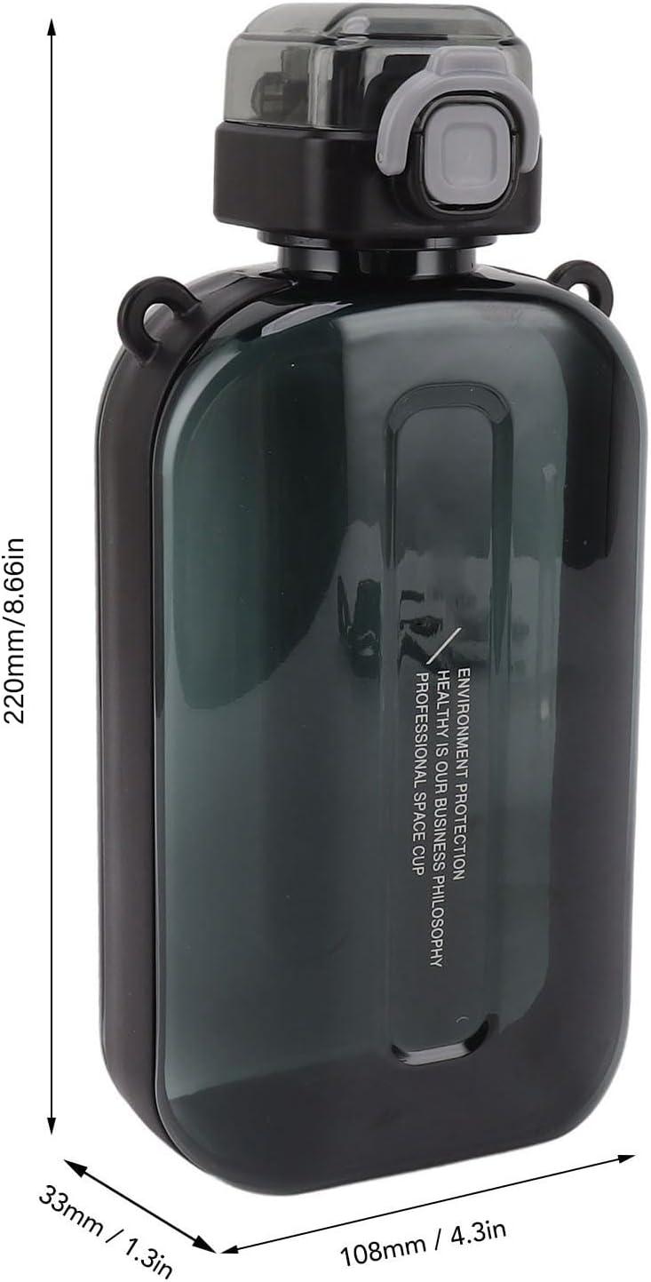 image:imageERYUE Bouteille deau Plate 750ml Mince en Silicone PC Antifuite avec Sangle Bouteille de Boisson Plate pour les Activits Sportives de Plein Air VertNoir