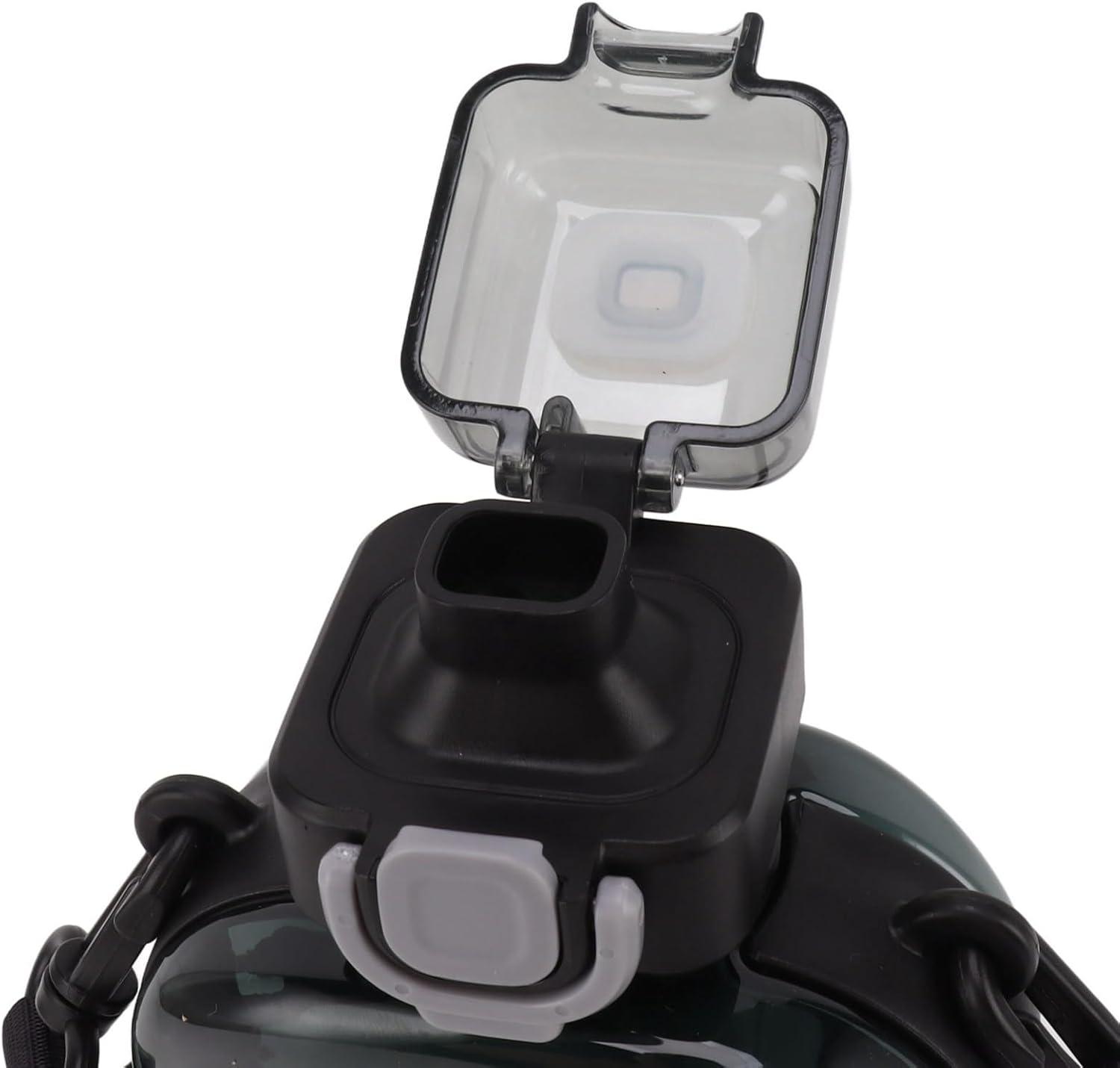 image:imageERYUE Bouteille deau Plate 750ml Mince en Silicone PC Antifuite avec Sangle Bouteille de Boisson Plate pour les Activits Sportives de Plein Air VertNoir