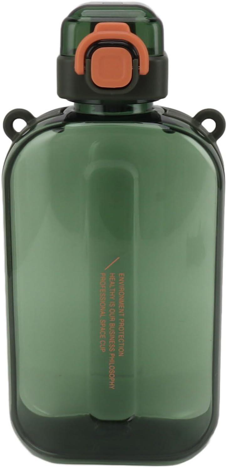 image:imageERYUE Bouteille deau Plate 750ml Mince en Silicone PC Antifuite avec Sangle Bouteille de Boisson Plate pour les Activits Sportives de Plein Air VertVert