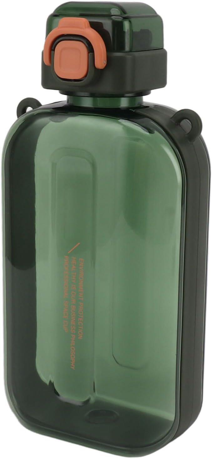 image:imageERYUE Bouteille deau Plate 750ml Mince en Silicone PC Antifuite avec Sangle Bouteille de Boisson Plate pour les Activits Sportives de Plein Air VertVert