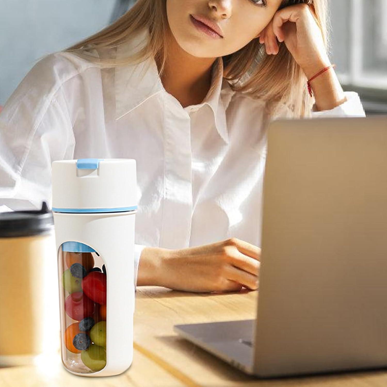 image:imageMixeur lectrique portable gobelet mlangeur pour boissons sportives Bouteille thermique multifonction 48 cl avec paille pour sports voyages randonne jus de fruits et maisonBleu Ciel