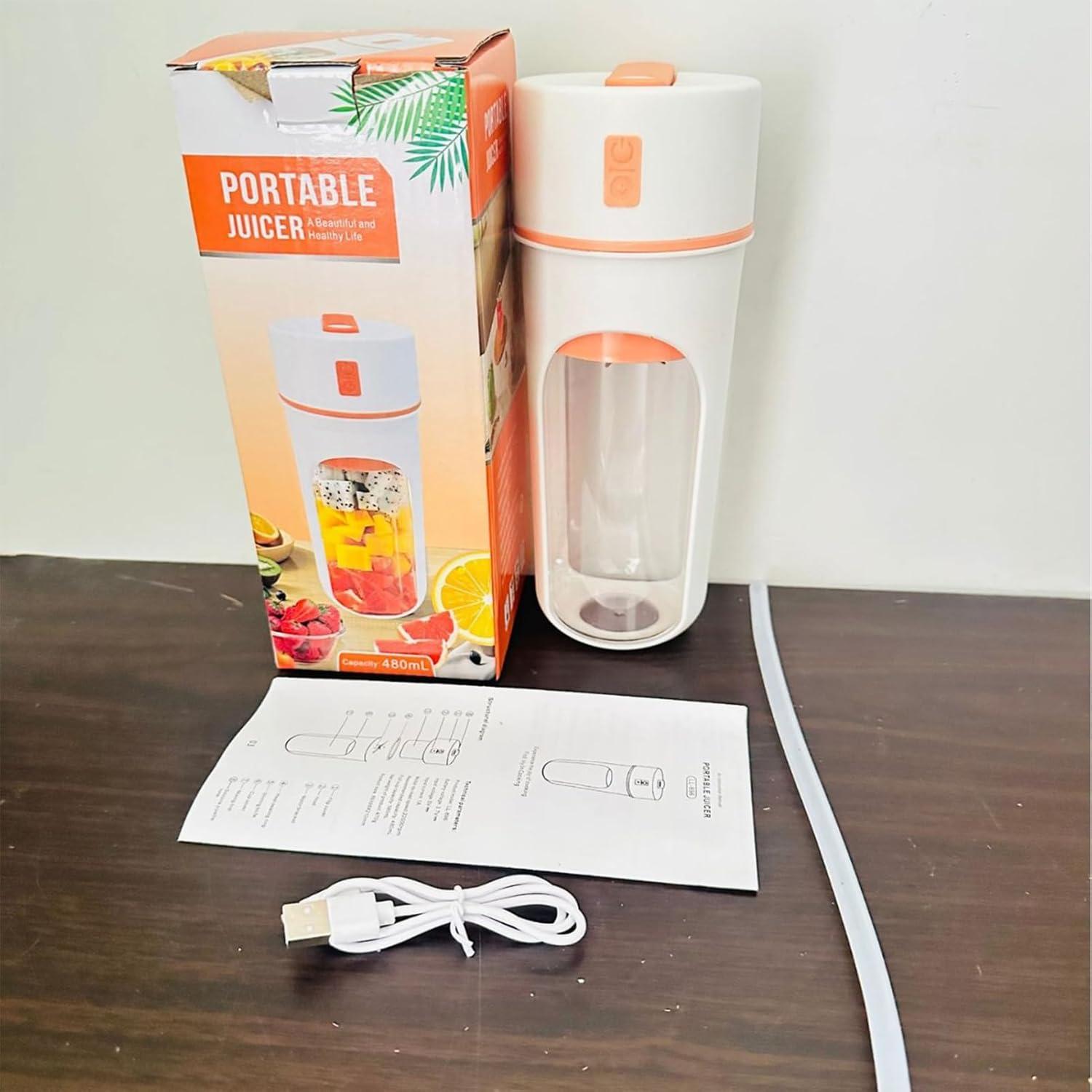 image:imageMixeur lectrique portable gobelet mlangeur pour boissons sportives Bouteille thermique multifonction 48 cl avec paille pour sports voyages randonne jus de fruits et maisonOrange