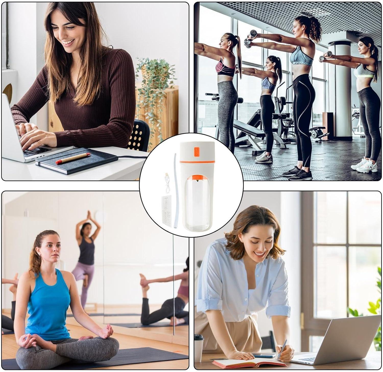 image:imageMixeur lectrique portable gobelet mlangeur pour boissons sportives Bouteille thermique multifonction 48 cl avec paille pour sports voyages randonne jus de fruits et maisonOrange