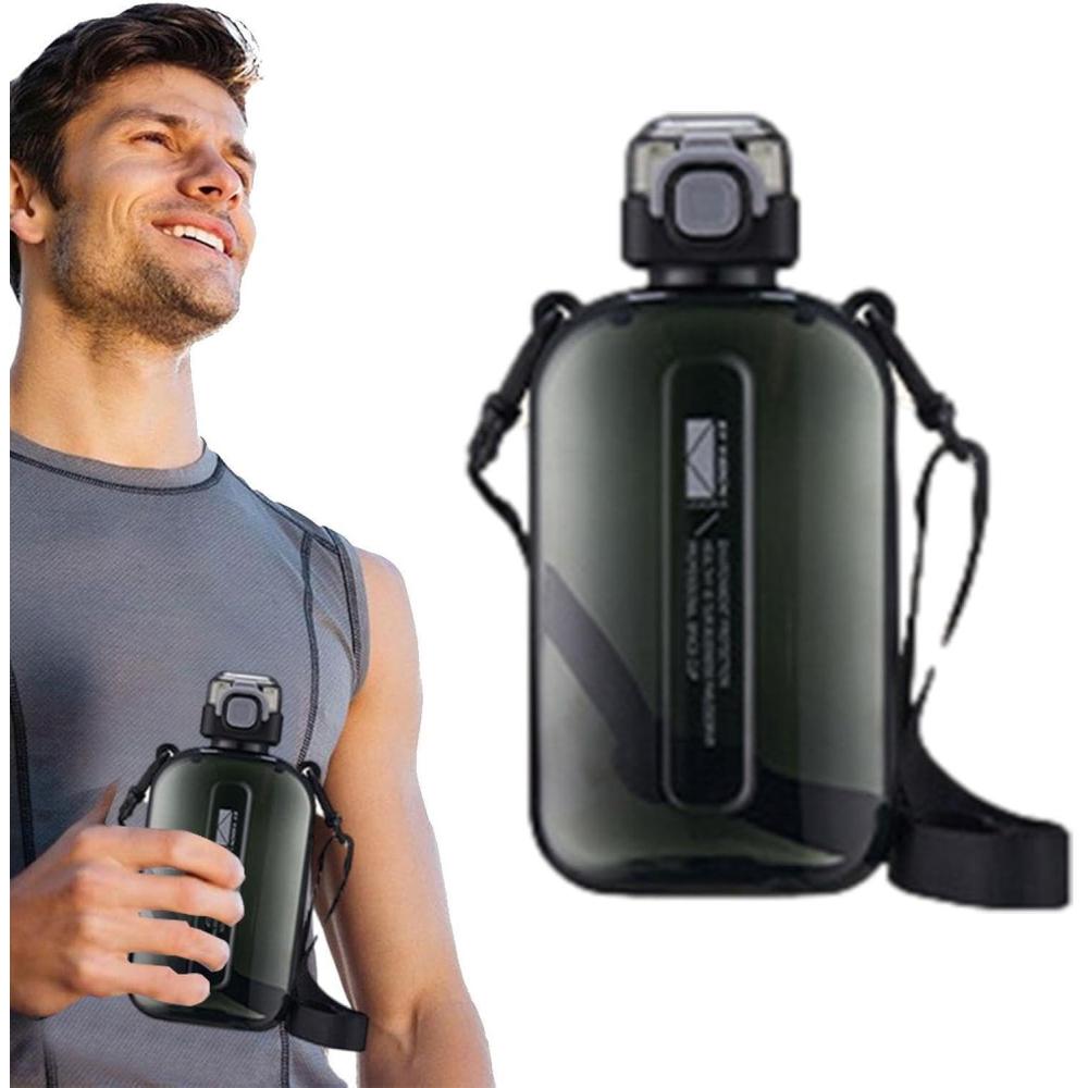 image:imageBouteille De Boissons Sportives  Champignon Preuve De Fuite Conteneur Deau De Voyage  Bandoulire Compacte Vecteur De Liquide Carr Pour LUtilisation Dcoles Dans La Gym Bouteille De GrandeNoir