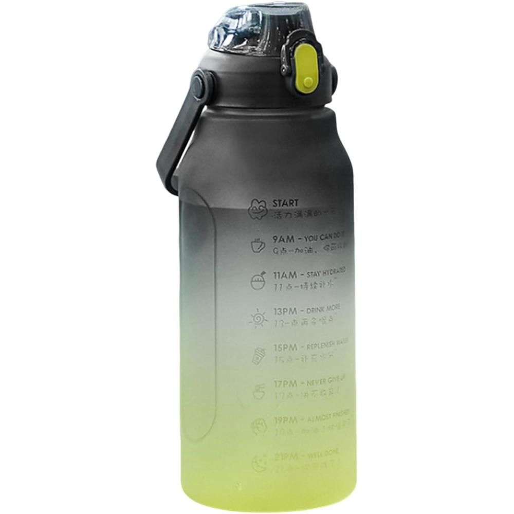 image:imageBouteille deau Bouteille deau sans BPA de 1 5 L avec marqueur temporel Boisson Sportive lpreuve pour la Salle de Sport JauneNoir Bouteilles avec Paille Sport